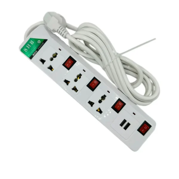3 Power Socket - 2 USB Plug - 3 Meter Copper Wire